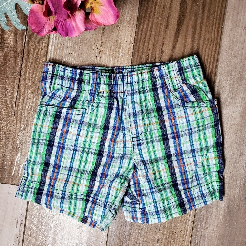 Circo Baby Boys Casual Plaid Summer Shorts Size 12m EUC Blue Green Orange